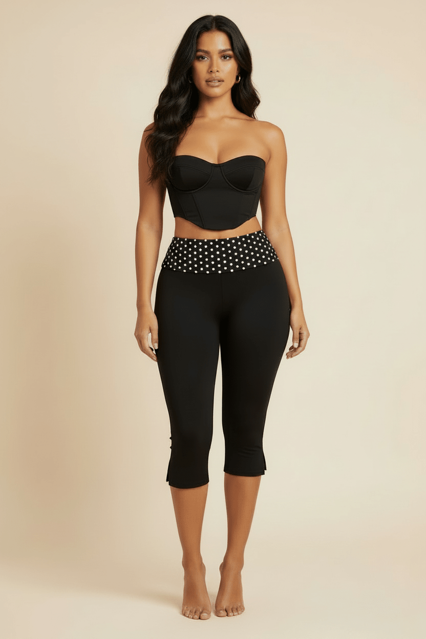 Capri Legging Pois Noir - Sans talons