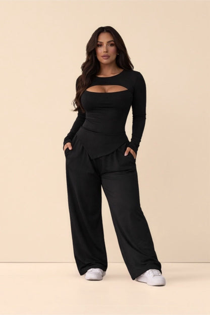 Ensemble Deux Pièces – Haut Gainant (version ouvert) & Pantalon Fluide